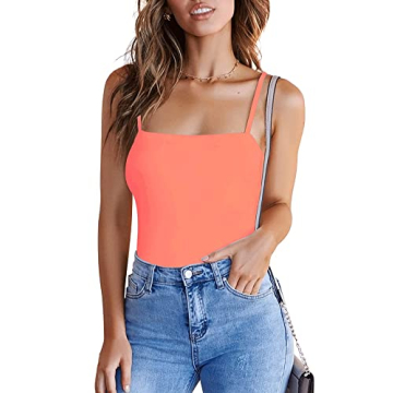 REORIA Sexy Neon Pink Spaghetti Strap Bodysuit - Trendy Summer Look
