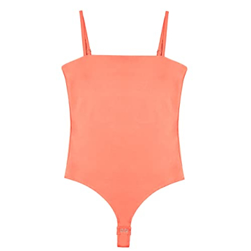 REORIA Sexy Neon Pink Spaghetti Strap Bodysuit - Trendy Summer Look