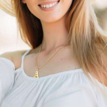 Letter Necklaces for Women Personalized Necklaces 18K Gold Plated Initial Pendant Old English Name Necklaces A-Z Bridesmaid Gift for Women(A)