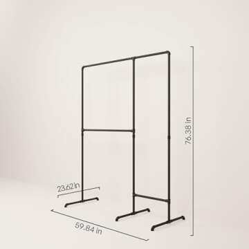 pamo freestanding clothes rail in industrial loft design - LAS II - wardrobe for walk-in closet wall...