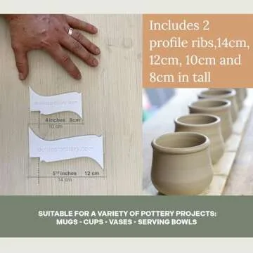 OUTPOST POTTERY Profile Ribs - Precision Pottery Rib Tools Made W/Durable PLA for Consistent Shapes, Floating Designs & Accurate Craft - Texture & Trimming Tools (Tulip 14-12 and 10-8cm)