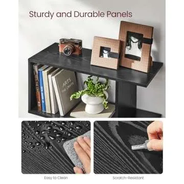 VASAGLE Bookshelf, 5-Tier Bookcase, Tall Display Shelf, Freestanding Storage Shelf, Room Divider, for Home Office, Living Room, Bedroom, Study, Ebony Black ULBC062T56