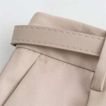 Women Commuting Formal Office High Waist Casual Zipper Fly Shorts with Belt