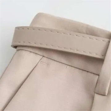 Women Commuting Formal Office High Waist Casual Zipper Fly Shorts with Belt