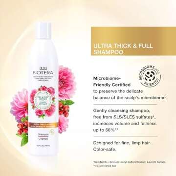 Biotera Ultra Thick & Full Volumizing Shampoo | Fine or Limp Hair | Microbiome Friendly | Vegan & An...