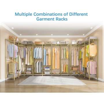 VIPEK V40 Wire Garment Rack Heavy Duty Clothes Rack for Hanging Clothes, Multi-Functional Metal Clothing Rack Bedroom Freestanding Wardrobe Closet Rack, 76"L x 15.7"W x 76.4"H, Max Load 1110lbs, Gold