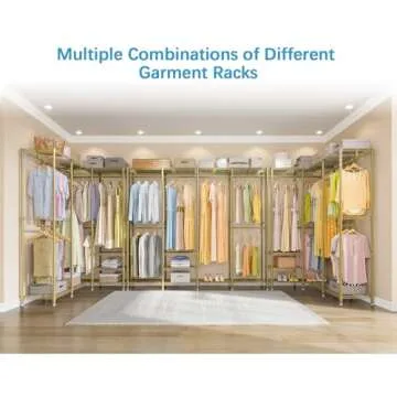 VIPEK V40 Wire Garment Rack Heavy Duty Clothes Rack for Hanging Clothes, Multi-Functional Metal Clothing Rack Bedroom Freestanding Wardrobe Closet Rack, 76"L x 15.7"W x 76.4"H, Max Load 1110lbs, Gold