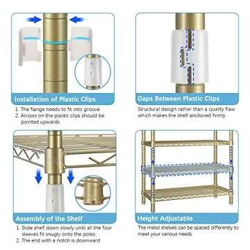 VIPEK V40 Wire Garment Rack Heavy Duty Clothes Rack for Hanging Clothes, Multi-Functional Metal Clothing Rack Bedroom Freestanding Wardrobe Closet Rack, 76"L x 15.7"W x 76.4"H, Max Load 1110lbs, Gold