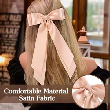 Unbednigt 6PCS Silky Satin Hair Bows - Elegant Hair Accessories for All Ages