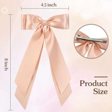 Unbednigt 6PCS Stylish Satin Hair Bows for Women