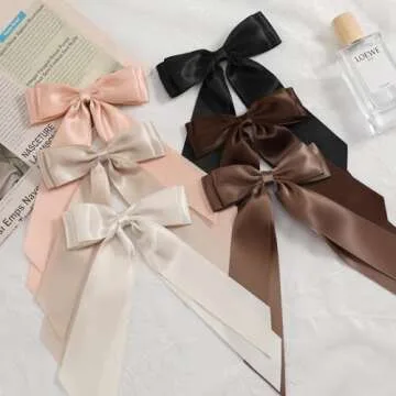 Unbednigt 6PCS Stylish Satin Hair Bows for Women