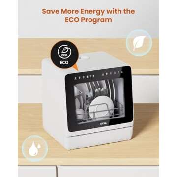 HAVA Portable Dishwasher with Water Softener and 8 Wash Programs