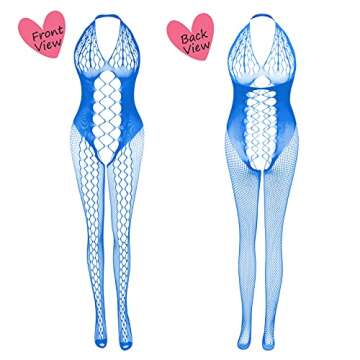 Women's Lace Stockings Lingerie Floral Fishnet Bodysuits Lingerie Nightwear for Romantic Date Wearing (4 Pack)