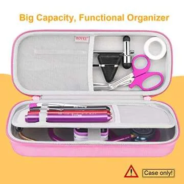 BOVKE Hard Stethoscope Case for 3M Littmann Classic III, Lightweight II S.E, Cardiology IV Diagnostic, MDF Acoustica Deluxe Stethoscopes - Extra Room for Taylor Percussion Hammer and Penlights, Pink