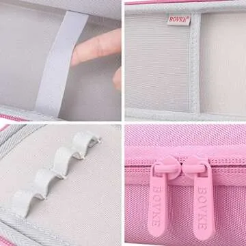 BOVKE Hard Stethoscope Case for 3M Littmann Classic III, Lightweight II S.E, Cardiology IV Diagnostic, MDF Acoustica Deluxe Stethoscopes - Extra Room for Taylor Percussion Hammer and Penlights, Pink