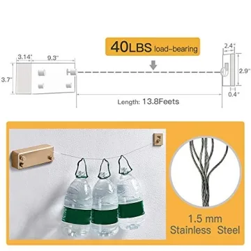 BESy Retractable Clothesline 13.8 Feet Heavy Duty Wall Mounted
