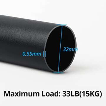 Matte Black Tension Curtain Rod, No Drill, 103-120 Inches, Rust-proof, Adjustable Long Spring Tensio...