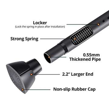 Matte Black Tension Curtain Rod, Rust-proof and Adjustable