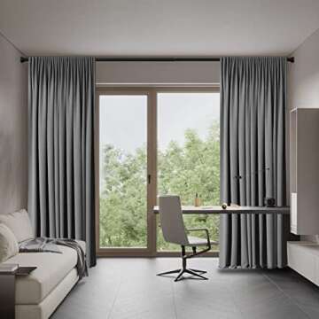 Matte Black Tension Curtain Rod, Rust-proof and Adjustable