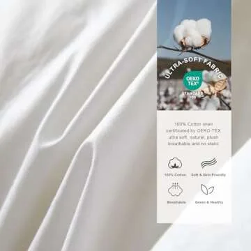Royoliving Premium Feathers Down Comforter 100% Cotton Cover Duvet Insert with Corner Tabs (White, Queen All Season)