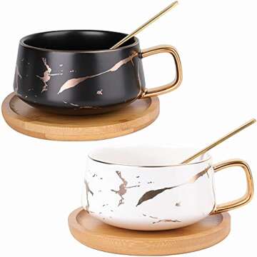 Peohud Tea Coffee Cup Set with Spoon and Saucer Set