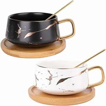 Peohud Tea Coffee Cup Set with Spoon and Saucer Set