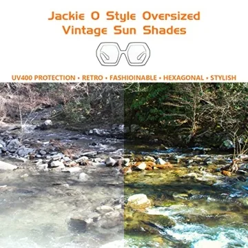 TruFabV 70s Oversized Sunglasses Womens Trendy Retro Square Sun Glasses Fashion Hexagon Thick Shades (Beige, 2)