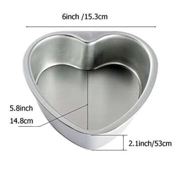 Good news Deep Heart Cake Pan with Removable Bottom 6",2 PCS Aluminum Push Pan Cheesecake Pan Chiffon Cake Mold for Oven Baking