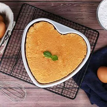 Good news Deep Heart Cake Pan with Removable Bottom 6",2 PCS Aluminum Push Pan Cheesecake Pan Chiffon Cake Mold for Oven Baking
