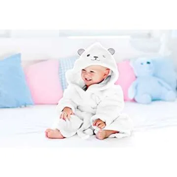 HIPHOP PANDA Baby Animal Face Robe Viscose Derived From Bamboo for 0-9 Months - 2 Layer Softest Baby Bath Hooded Robe, Bear