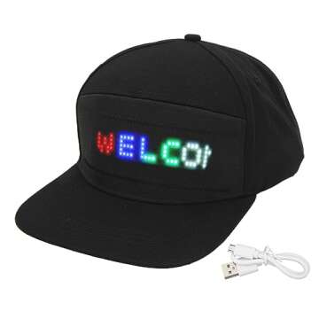 Customizable LED Smart Cap for Stylish Parties in Black