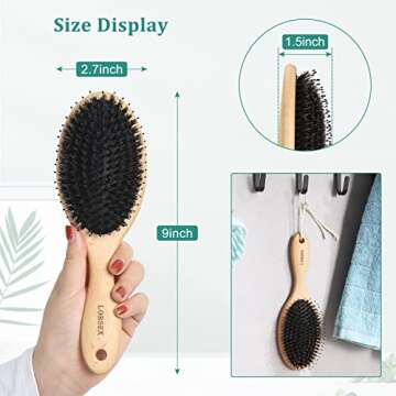 Hair Brush, Lorsex Boar Brislte Brush for Thin Fine Wet/Dry All Hair Type, Boar Bristle Hair Brushes for Women Men Kids Adds Shine Smooth Daily Hair Care