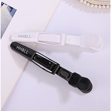 HH&LL Hair Clips for Women – Wide Teeth & Double-Hinged Design – Alligator Styling Sectioning Clips of Professional Hair Salon Quality - 10Pack (Black+White)