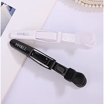 HH&LL Hair Clips for Women – Wide Teeth & Double-Hinged Design – Alligator Styling Sectioning Clips of Professional Hair Salon Quality - 10Pack (Black+White)