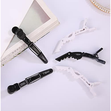 HH&LL Hair Clips for Women – Wide Teeth & Double-Hinged Design – Alligator Styling Sectioning Clips of Professional Hair Salon Quality - 10Pack (Black+White)