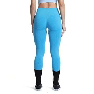 Aoxjox Workout Seamless Leggings for Women Smile Contour High Waisted Gym Yoga Pants Tights 26” (Ocean Blue Marl, Small)