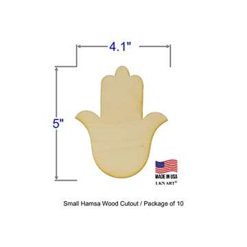 Unfinished Hamsa Wood Cut Out Available in a Variety of Sizes and Thicknesses (1/8” Thickness, Small 4.1" x 5" (Package of 10))