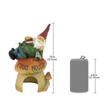 Design Toscano QM20860 Garden Gnome Statue - Garden Gnome Frog House - Toad House - Fairy Garden - Gnome Village,Multicolored