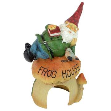 Design Toscano QM20860 Garden Gnome Statue - Garden Gnome Frog House - Toad House - Fairy Garden - Gnome Village,Multicolored