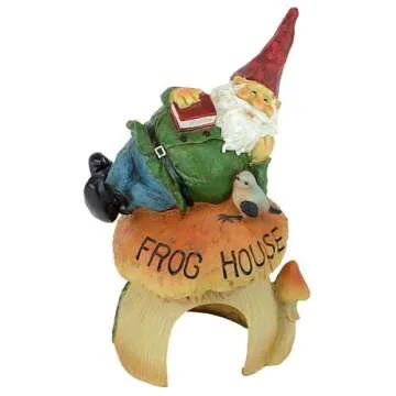 Design Toscano QM20860 Garden Gnome Statue - Garden Gnome Frog House - Toad House - Fairy Garden - Gnome Village,Multicolored