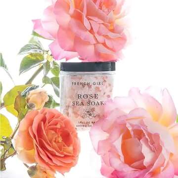 French Girl Rose Bath Salts - Soothing Epsom Salt for Soaking, Aromatherapeutic Blend of Dead Sea Salt for Sore Muscles, Detoxing, and Relaxation, Clean, Vegan & Cruelty-Free, 10oz