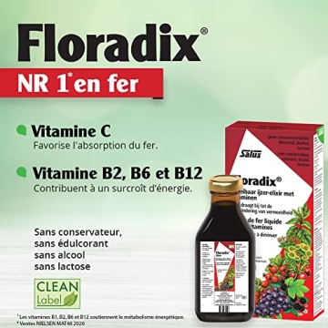 Floradix Liquid Iron & Vitamin Formula for Energy Boost
