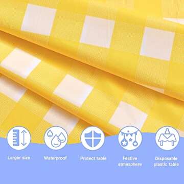 Yellow Gingham Tablecloths for All Occasions | Durable & Reusable