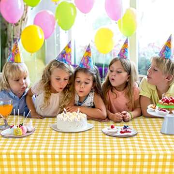 Yellow Gingham Tablecloths for All Occasions | Durable & Reusable