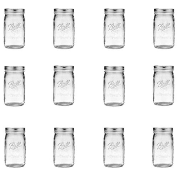 Ball Wide Mouth Quart Mason Jars with Lids - 12 Pack, 32 Oz