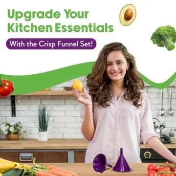 Crisp 2-Piece Funnel Set - All Purpose Funnels for Kitchen Use Filling Bottles - Durable & Dishwasher Safe Kitchen Funnel Set - Made in The USA - Purple