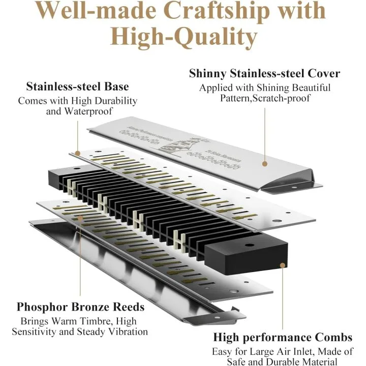 Eastar Admiral 24 Holes Tremolo Harmonica for All Ages