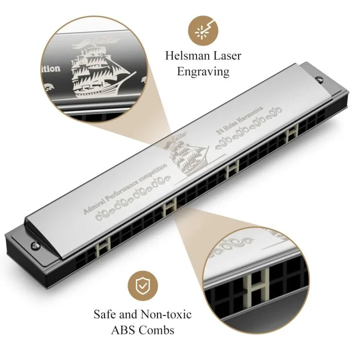 Eastar Admiral 24 Holes Tremolo Harmonica for All Ages
