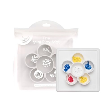 ezpz Mini Play Mat for Baby & Toddler - 12 Months+ (Cream) - Suction Plate for with Flower Compartments for Crafts, Painting, Sorting - Promotes Pincer Grip
