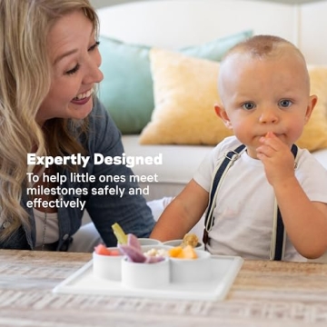 ezpz Mini Play Mat for Baby & Toddler - 12 Months+ (Cream) - Suction Plate for with Flower Compartments for Crafts, Painting, Sorting - Promotes Pincer Grip